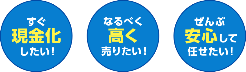 すぐ現金化したい！なるべく高く売りたい！ぜんぶ安心して任せたい！